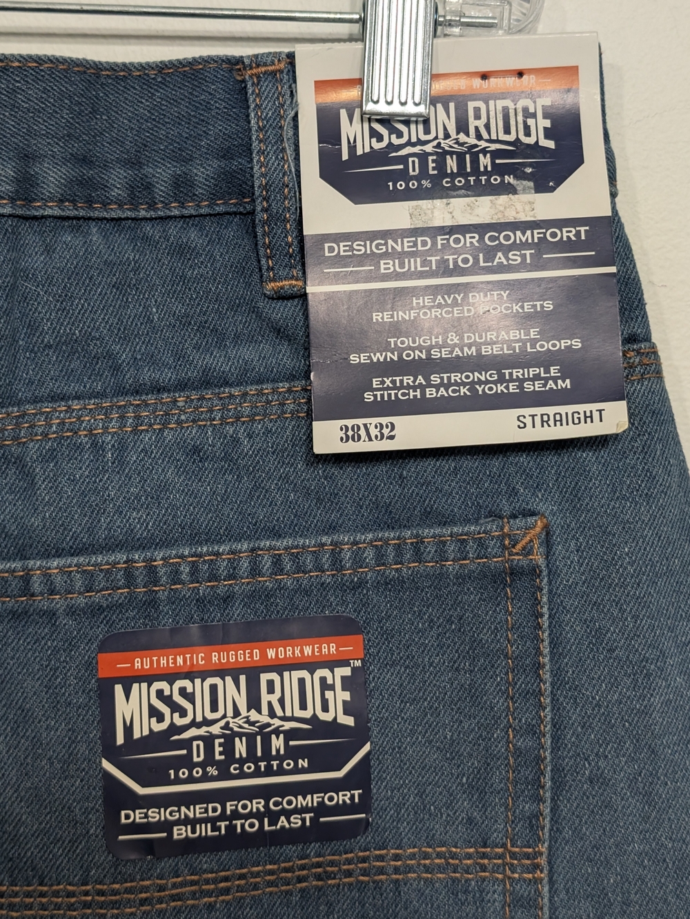 Mission Ridge Denim Straight Leg Men’s Jeans Classic Blue 38×32